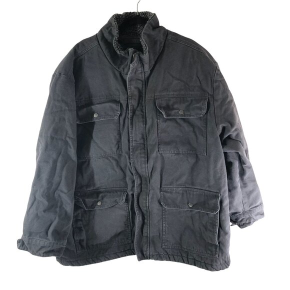 Lee Mens XXXL Black Canvas Cotton Sherpa-Lined Jacket Pockets Full Zip Closure - Picture 1 of 6